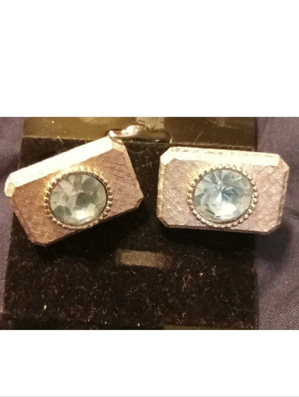 SWANK Silver-Tone Cufflinks with Light Blue Faceted Stones